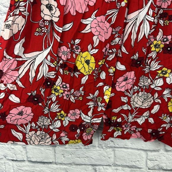 Loft Beach Red Floral Spaghetti Strap Dress NWT Size 8 - Picture 3 of 8